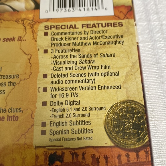 🎬PRICING🎬 Sahara DVD with Matthew McConaughey - Widescreen Edition - Picture 4 of 6